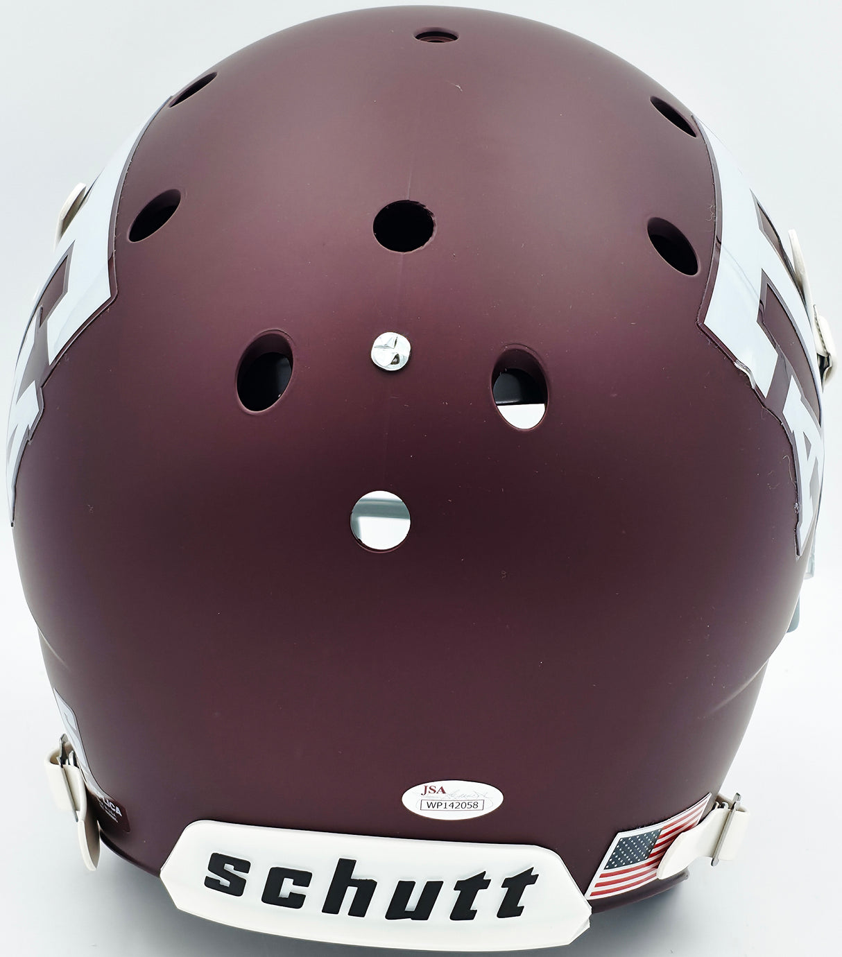 Johnny Manziel Autographed Texas A&M Aggies Maroon Red Full Size Replica Helmet "12 Heisman" JSA #WP142058