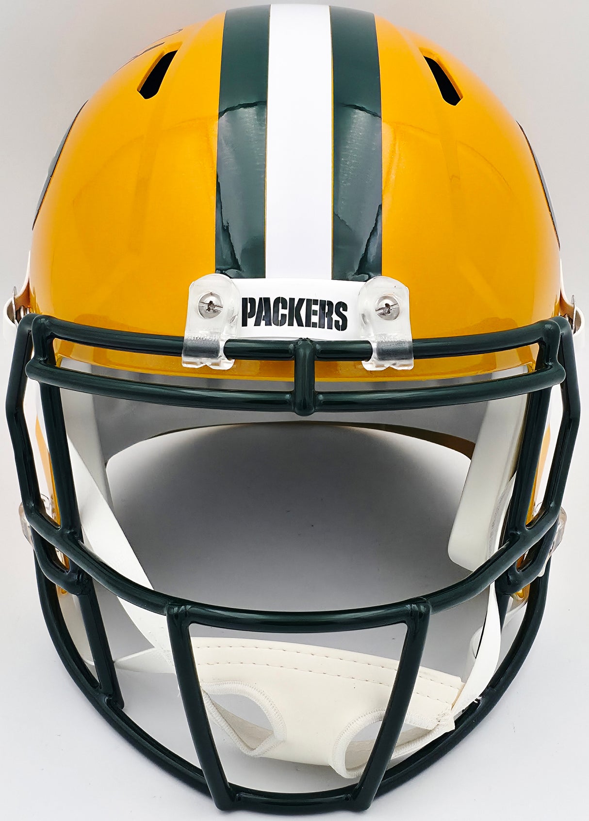 Aaron Jones Autographed Green Bay Packers Yellow Full Size Replica Helmet Beckett BAS Witness #1W406046