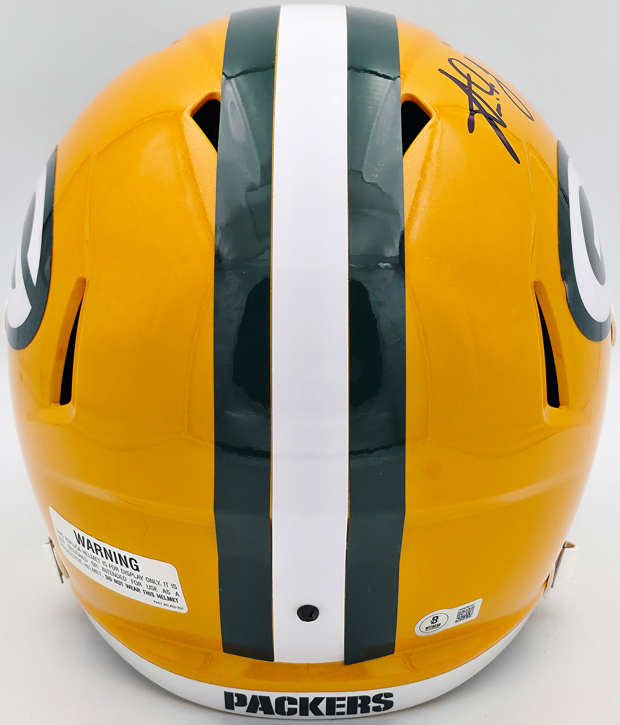 Aaron Jones Autographed Green Bay Packers Yellow Full Size Replica Helmet Beckett BAS Witness #1W406046