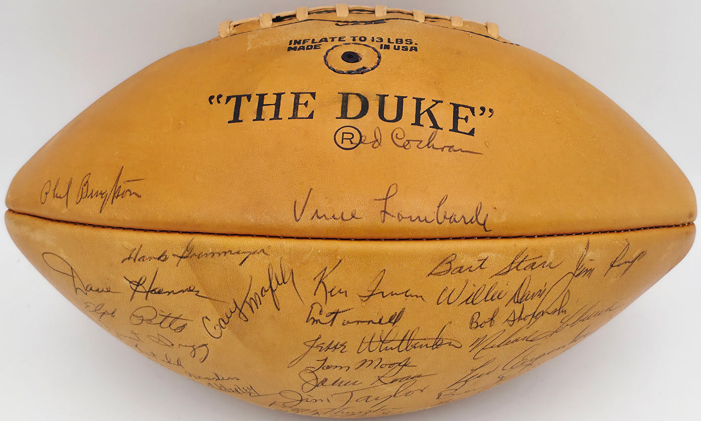 1961 Green Bay Packers NFL Champions Team Signed Autographed Official NFL Wilson "The Duke" Leather Football With 39 Signatures Including Vince Lombardi & Bart Starr Beckett BAS #AE20801