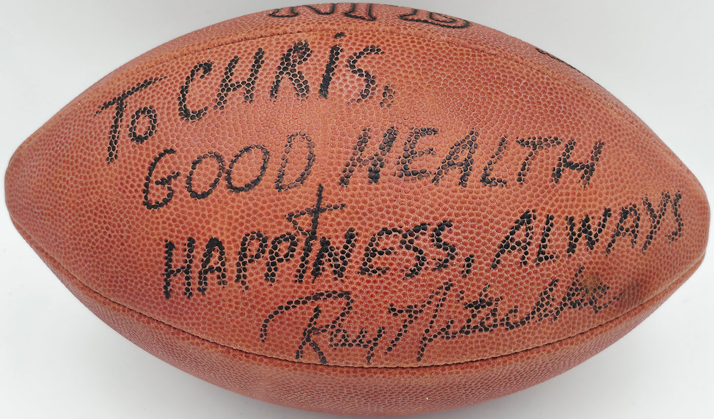 Ray Nitschke Autographed Official NFL Wilson Leather Game Football Green Bay Packers "To Chris" Beckett BAS QR #BR88762