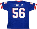 New York Giants Lawrence Taylor Autographed Blue Jersey Beckett BAS Witness Stock #241448