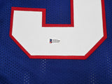 New York Giants Lawrence Taylor Autographed Blue Jersey Beckett BAS Witness Stock #241448