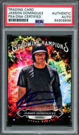 Jasson Dominguez Autographed 2020 Upper Deck Goodwin Champions Rookie Card #145 New York Yankees PSA/DNA #84908898