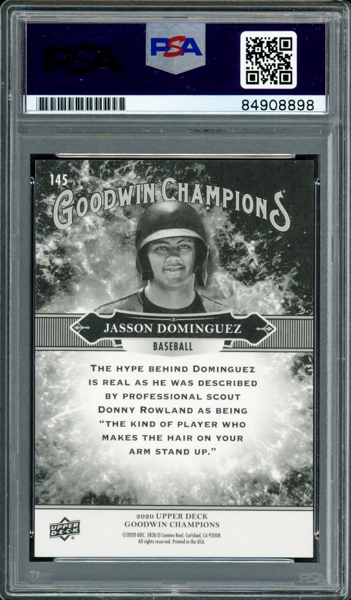 Jasson Dominguez Autographed 2020 Upper Deck Goodwin Champions Rookie Card #145 New York Yankees PSA/DNA #84908898