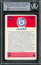 Larry Bird Autographed 1986-87 Fleer Stickers Card #2 Boston Celtics Beckett BAS #14612407