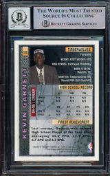 Kevin Garnett Autographed 1995-96 Finest Rookie Card #115 Minnesota Timberwolves Auto Grade Gem Mint 10 Beckett BAS #14392810