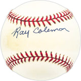 Ray Coleman Autographed Official AL Baseball Browns, White Sox Beckett BAS QR #BM25855