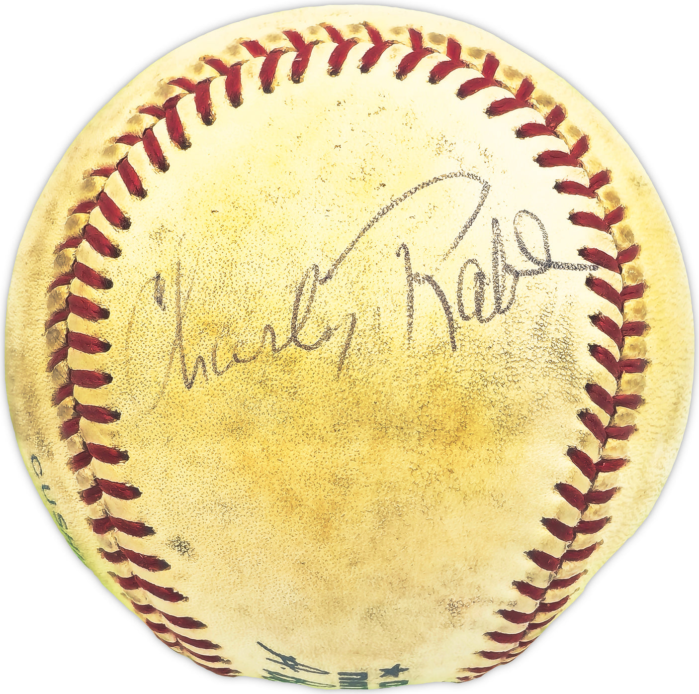 Charley Rabe Autographed Official NL Baseball Cincinnati Reds Beckett BAS QR #BM25902