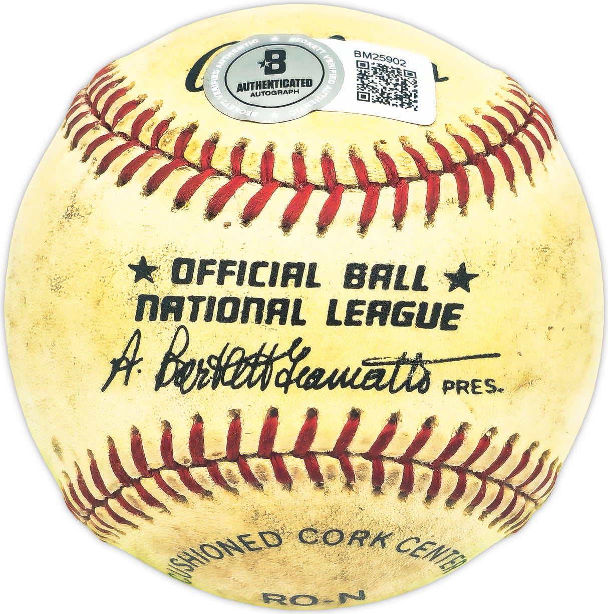 Charley Rabe Autographed Official NL Baseball Cincinnati Reds Beckett BAS QR #BM25902