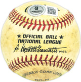 Charley Rabe Autographed Official NL Baseball Cincinnati Reds Beckett BAS QR #BM25902