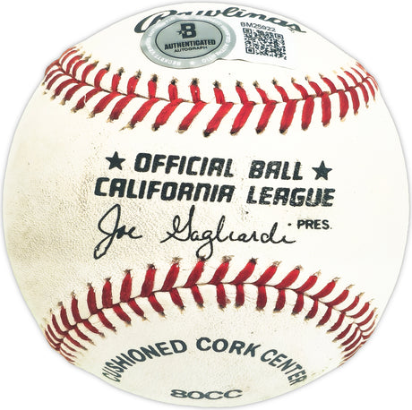 Jim Campanis Sr. Autographed Official NL Baseball Los Angeles Dodgers, Kansas City Royals Beckett BAS QR #BM25922