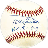 Tony Kubek Autographed Official AL Baseball New York Yankees "ROY '57" Beckett BAS QR #BM25938