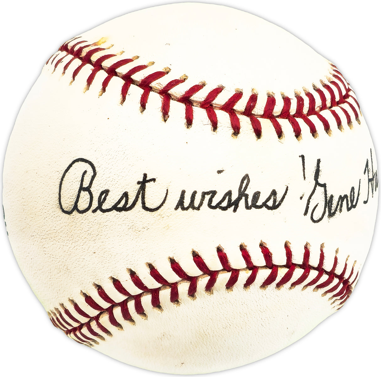 Gene Handley Autographed Official AL Baseball Philadelphia A's "Best Wishes" Beckett BAS QR #BM25949