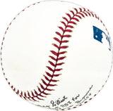 Ed Mickelson Autographed Official MLB Baseball St. Louis Browns "Last RBI for Browns 9/27/53 Elliott" Beckett BAS QR #BM25975