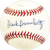 Frank Baumholtz Autographed Official NL Baseball Philadelphia Phillies, Cincinnati Reds Beckett BAS QR #BM25993