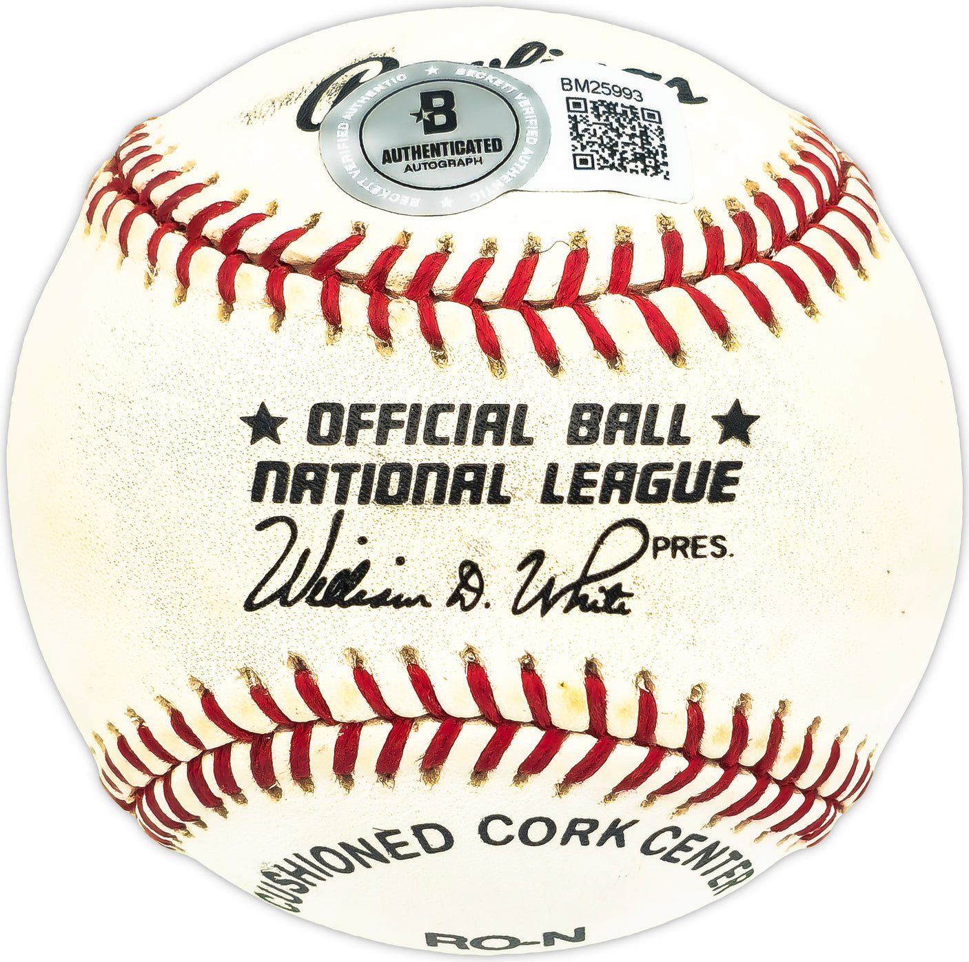 Frank Baumholtz Autographed Official NL Baseball Philadelphia Phillies, Cincinnati Reds Beckett BAS QR #BM25993