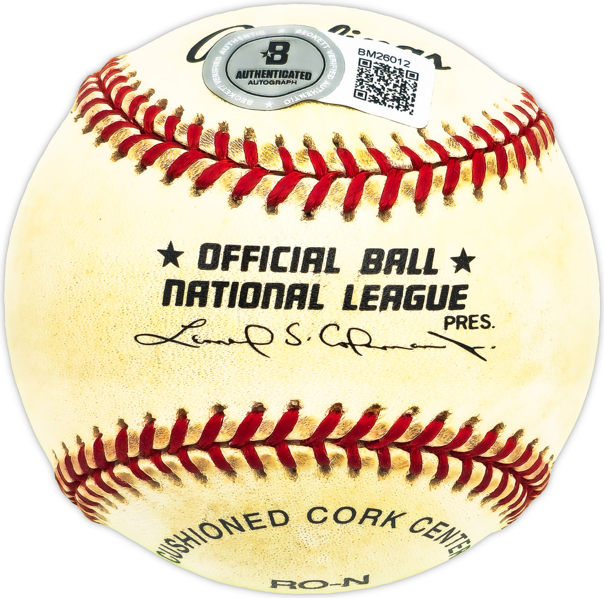 Jackie Collum Autographed Official NL Baseball Cincinnati Reds, St. Louis Cardinals Beckett BAS QR #BM26012
