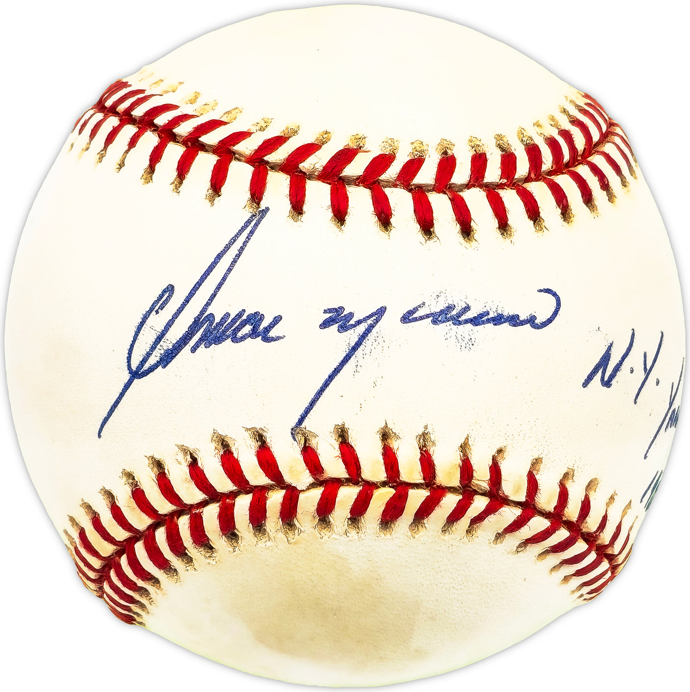 Omar Moreno Autographed Official AL Baseball New York Yankees "1983-85" Beckett BAS QR #BM17820
