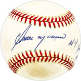 Omar Moreno Autographed Official AL Baseball New York Yankees "1983-85" Beckett BAS QR #BM17820