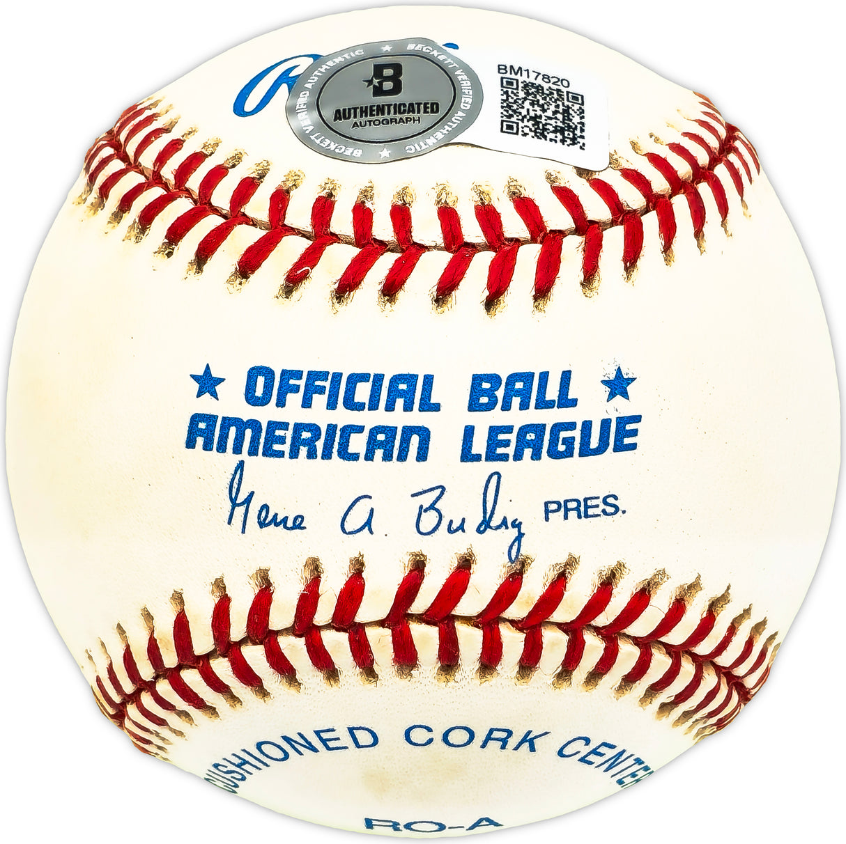 Omar Moreno Autographed Official AL Baseball New York Yankees "1983-85" Beckett BAS QR #BM17820