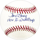 Larry Haney Autographed Official MLB Baseball Oakland A's "1974 A's World Champs" Beckett BAS QR #BM17824
