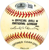 Tom Robson Autographed Official NL Baseball Texas Rangers Beckett BAS QR #BM17836