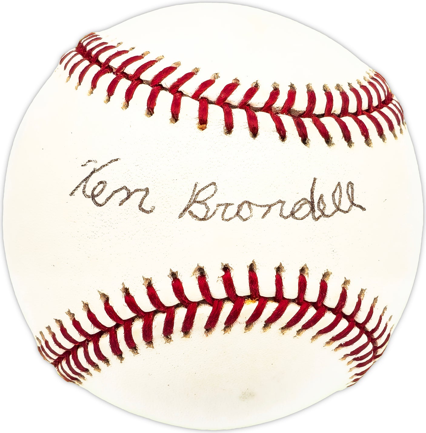 Ken Brondell Autographed Official MLB Baseball New York Giants Beckett BAS QR #BM17860