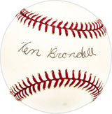 Ken Brondell Autographed Official MLB Baseball New York Giants Beckett BAS QR #BM17860