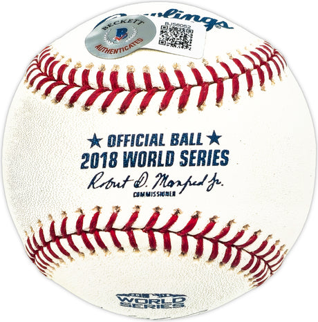 Mookie Betts Autographed Official 2018 World Series Logo MLB Baseball Boston Red Sox Beckett BAS QR #BJ56052