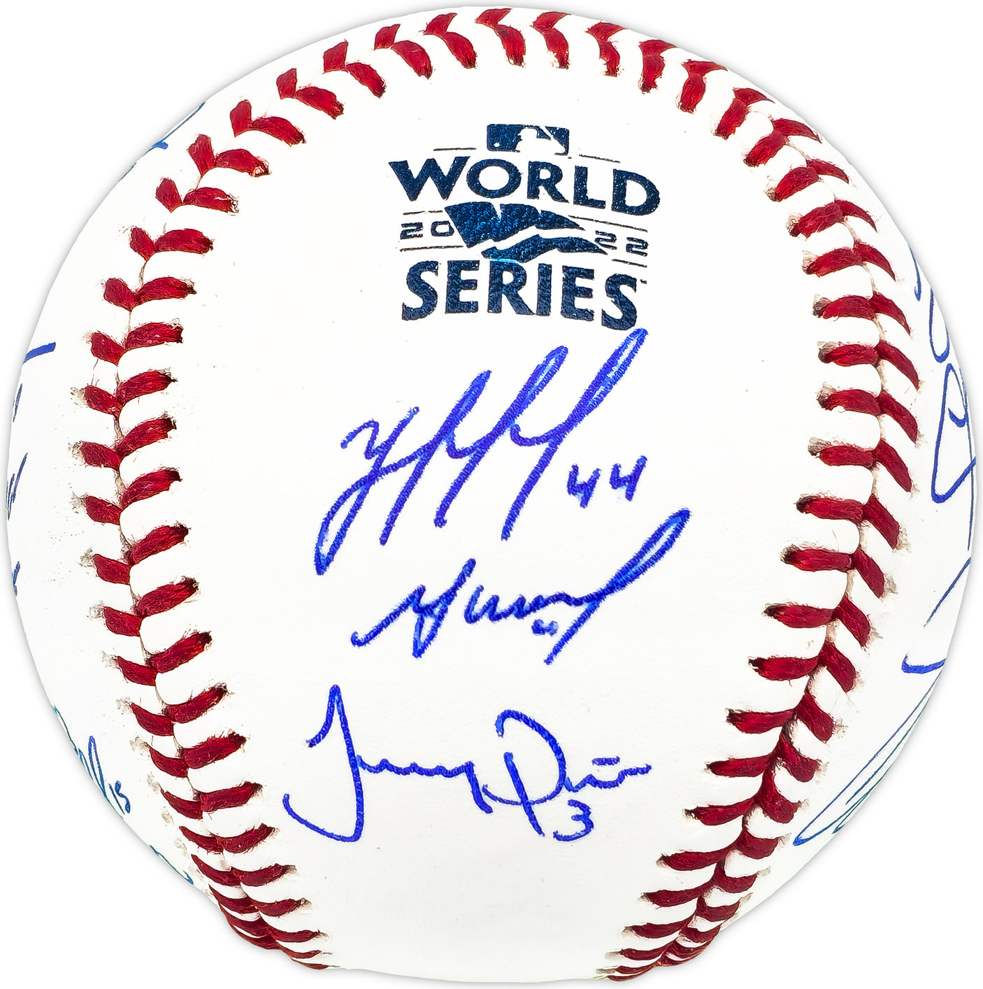 2022 World Series Champion Houston Astros Team Signed Autographed Official 2022 World Series Logo MLB Baseball With 21 Signatures Including Jose Altuve & Yordan Alvarez Beckett BAS Witness #WX88123