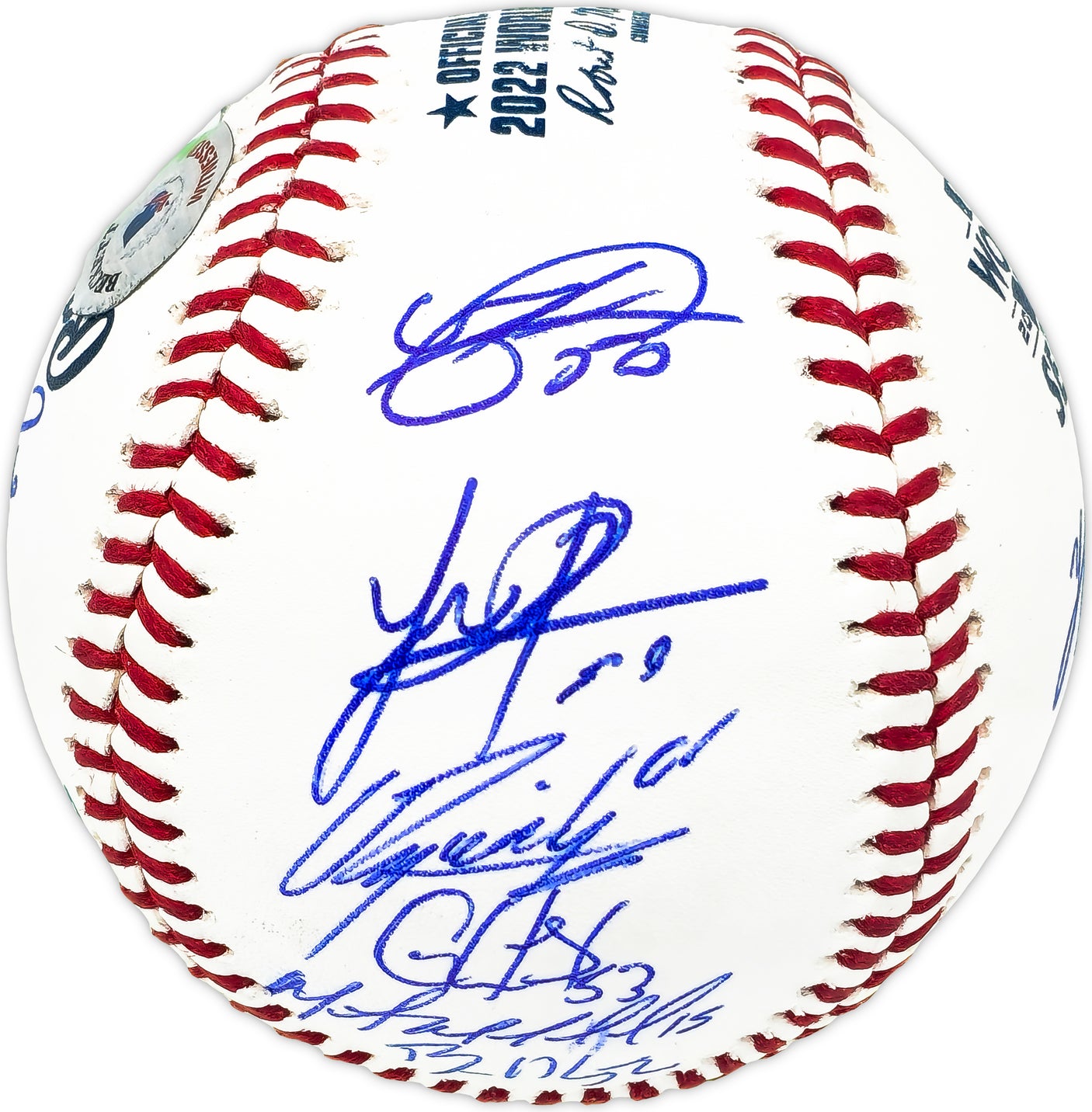 2022 World Series Champion Houston Astros Team Signed Autographed Official 2022 World Series Logo MLB Baseball With 21 Signatures Including Jose Altuve & Yordan Alvarez Beckett BAS Witness #WX88123