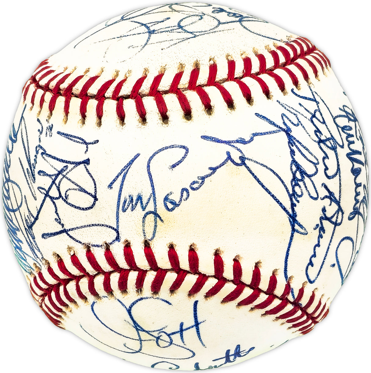 1994 Los Angeles Dodgers Team Autographed Official NL Baseball With 25 Signatures Including Pedro Martinez & Mike Piazza Beckett BAS #AC98344