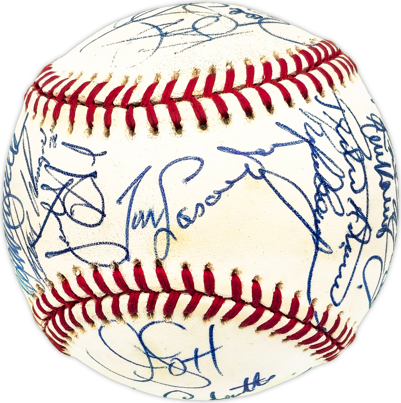 1994 Los Angeles Dodgers Team Autographed Official NL Baseball With 25 Signatures Including Pedro Martinez & Mike Piazza Beckett BAS #AC98344