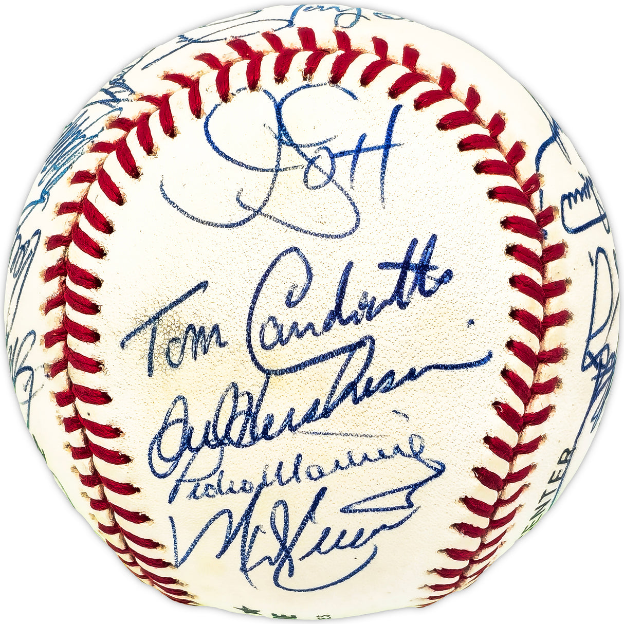 1994 Los Angeles Dodgers Team Autographed Official NL Baseball With 25 Signatures Including Pedro Martinez & Mike Piazza Beckett BAS #AC98344