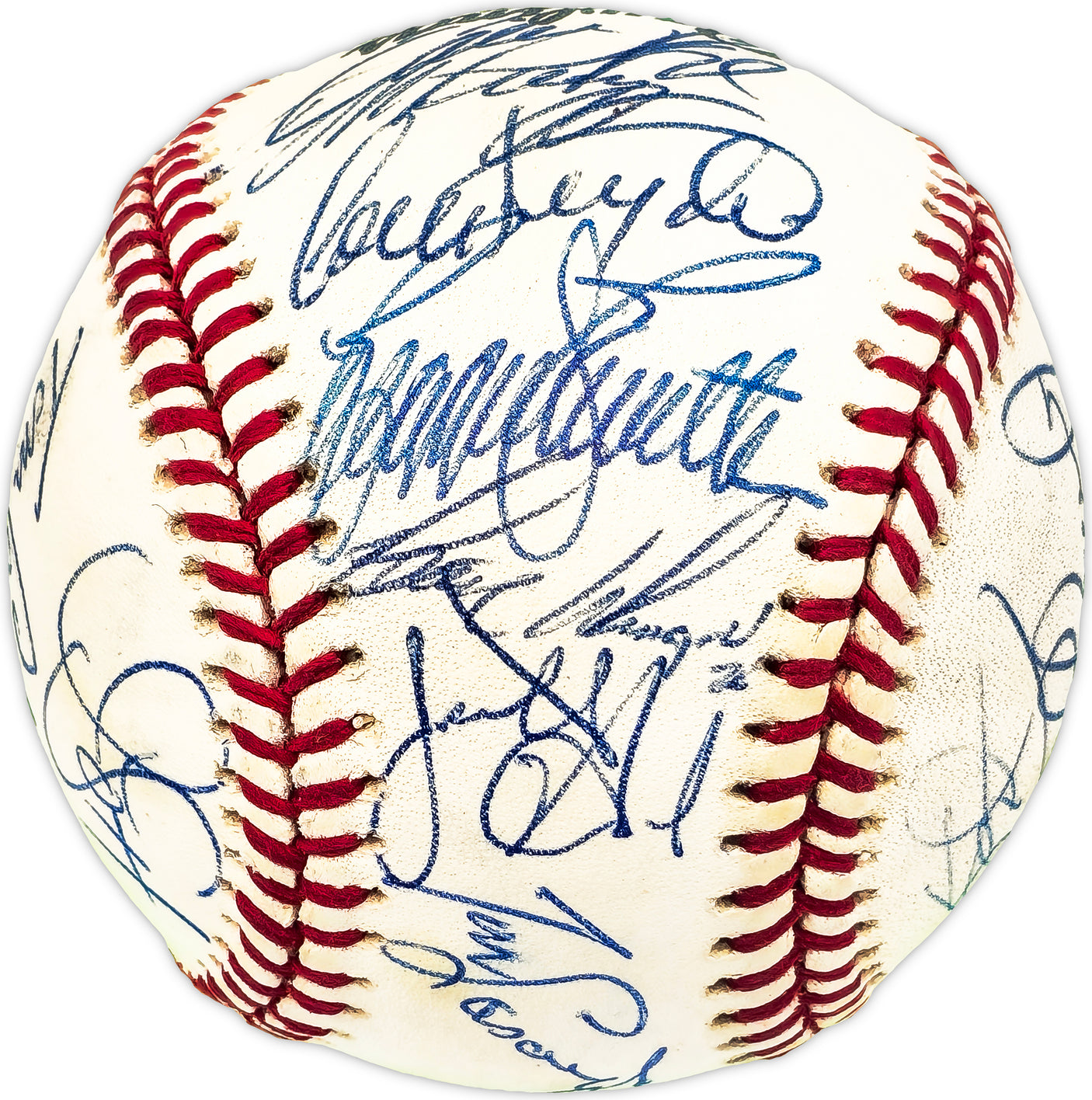 1994 Los Angeles Dodgers Team Autographed Official NL Baseball With 25 Signatures Including Pedro Martinez & Mike Piazza Beckett BAS #AC98344