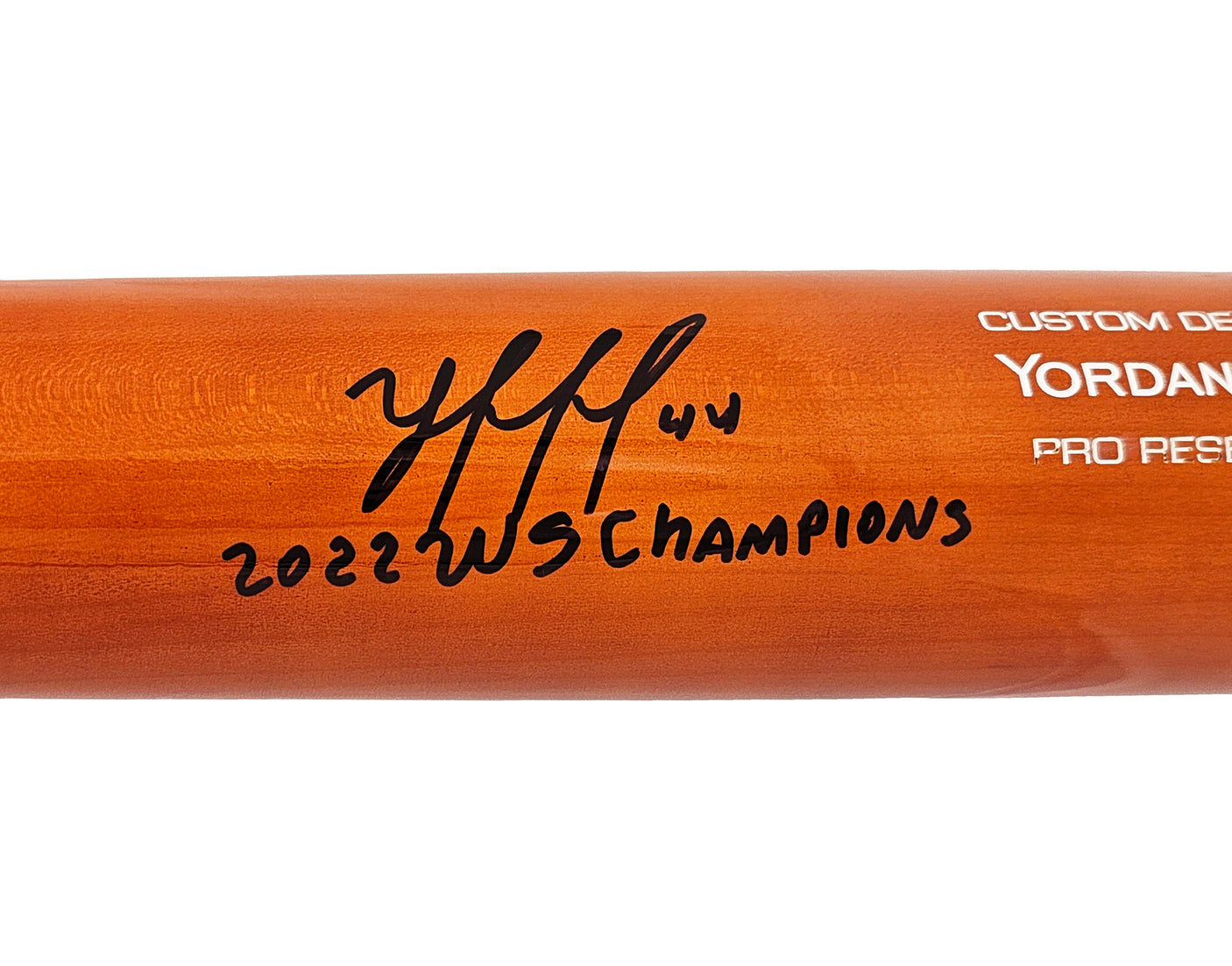 Yordan Alvarez Autographed Orange & Blue Victus Player Model Bat Houston Astros "2022 WS Champions" Beckett BAS Witness Stock #215389