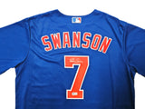 Chicago Cubs Dansby Swanson Autographed Blue Nike Jersey Size L Beckett BAS QR Stock #215513