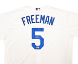 Los Angeles Dodgers Freddie Freeman Autographed White Nike Jersey Size XL Beckett Witnessed Stock #215516