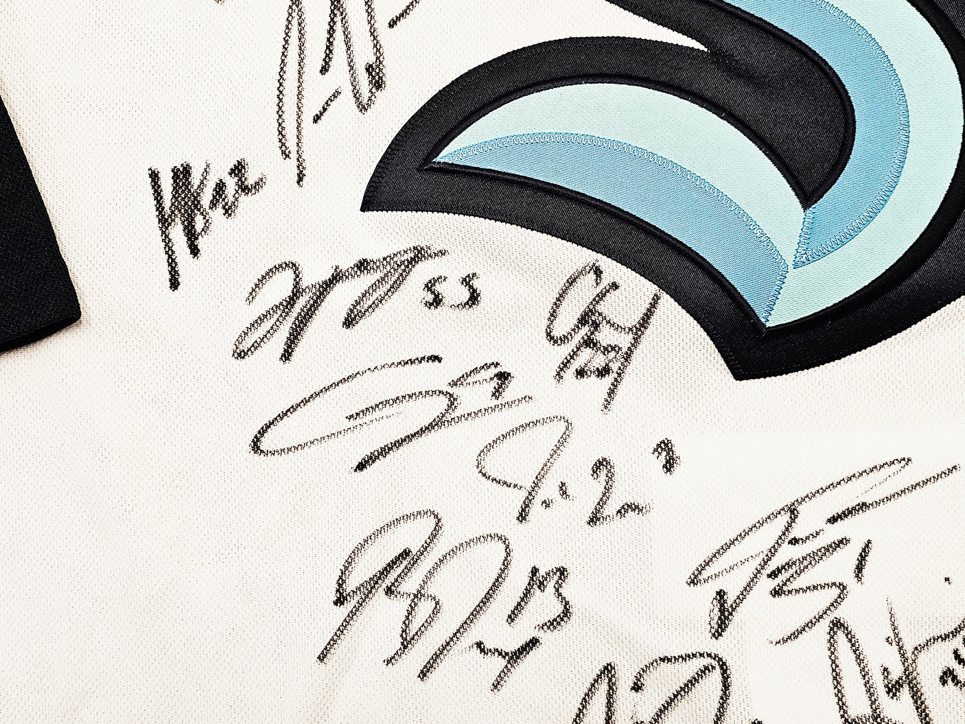Seattle Kraken Inaugural Season Team Signed Autographed White Adidas Jersey Size 54 With 24 Signatures Including Jordan Eberle, Jared McCann & Yanni Gourde #/50 Fanatics Holo Stock #215412