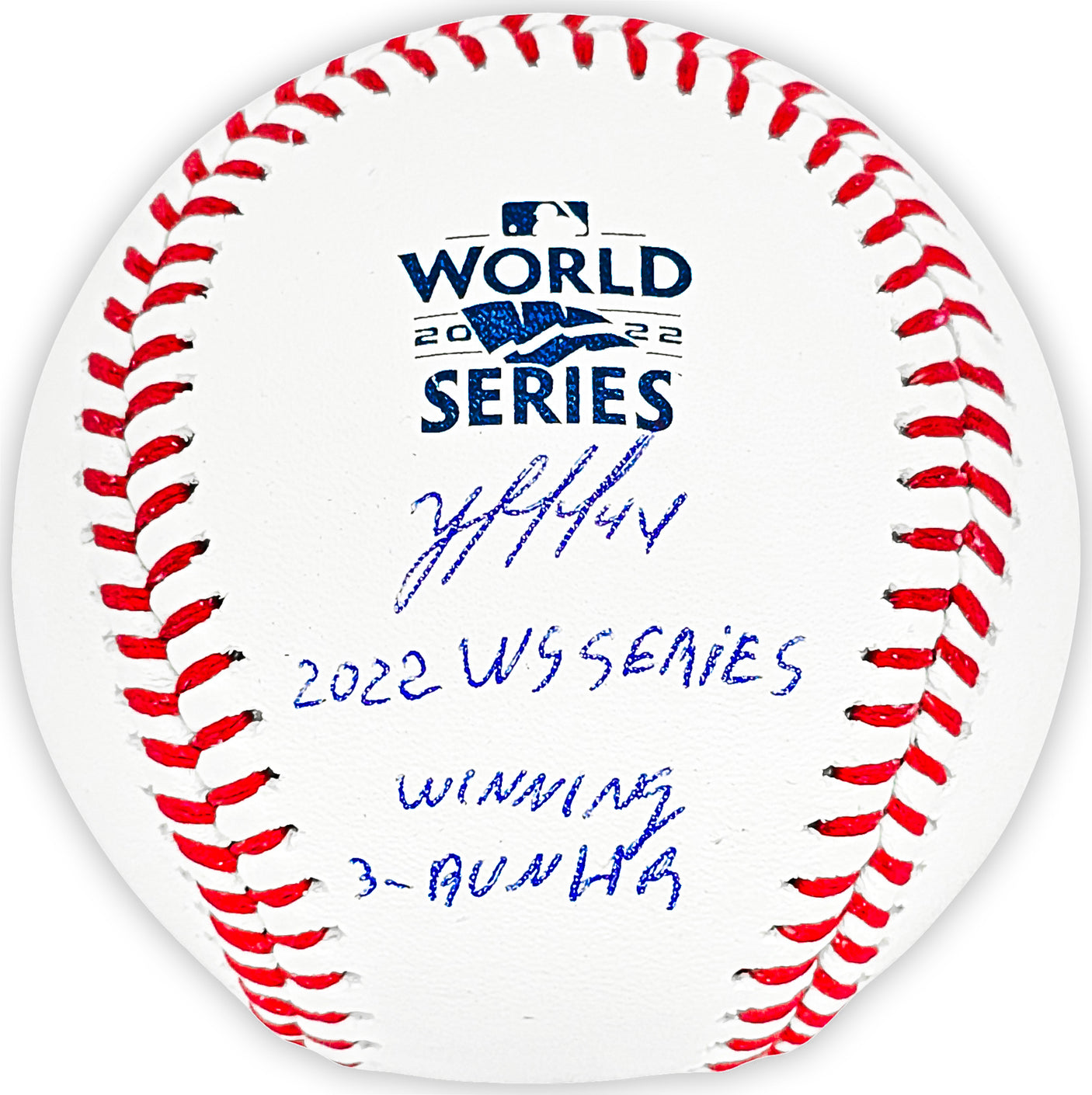 Yordan Alvarez Autographed Official 2022 World Series MLB Baseball Houston Astros "2022 WS Winning 3-Run HR" Beckett BAS Witness Stock #215397