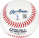 Yordan Alvarez Autographed Official 2022 World Series MLB Baseball Houston Astros "2022 WS Winning 3-Run HR" Beckett BAS Witness Stock #215397