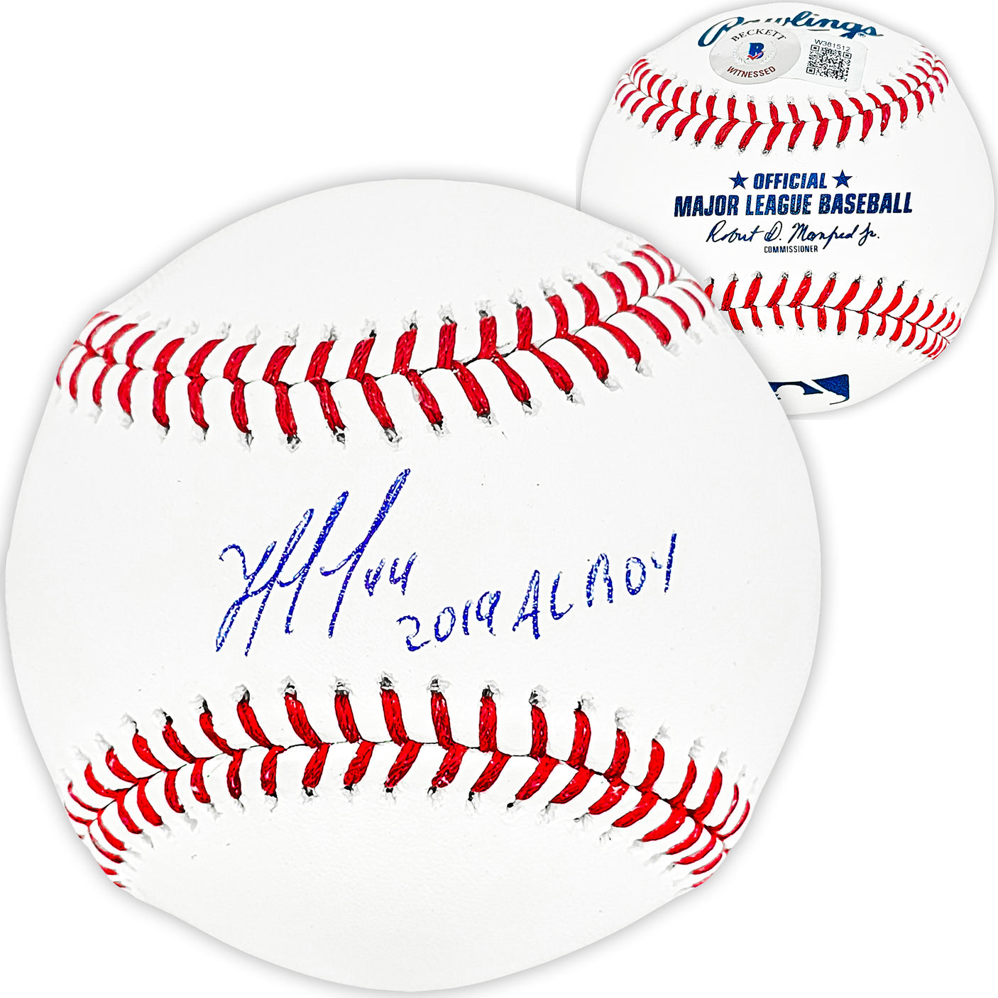 Yordan Alvarez Autographed Official MLB Baseball Houston Astros "2019 AL ROY" Beckett BAS Witness Stock #215398