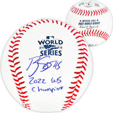 Ryne Stanek Autographed Official 2022 World Series MLB Baseball Houston Astros "2022 WS Champions" Beckett BAS Witness Stock #215409