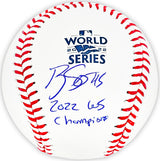 Ryne Stanek Autographed Official 2022 World Series MLB Baseball Houston Astros "2022 WS Champions" Beckett BAS Witness Stock #215409