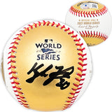 Kyle Tucker Autographed Official 2022 Gold World Series Gold MLB Baseball Houston Astros Beckett BAS Witness Stock #215400