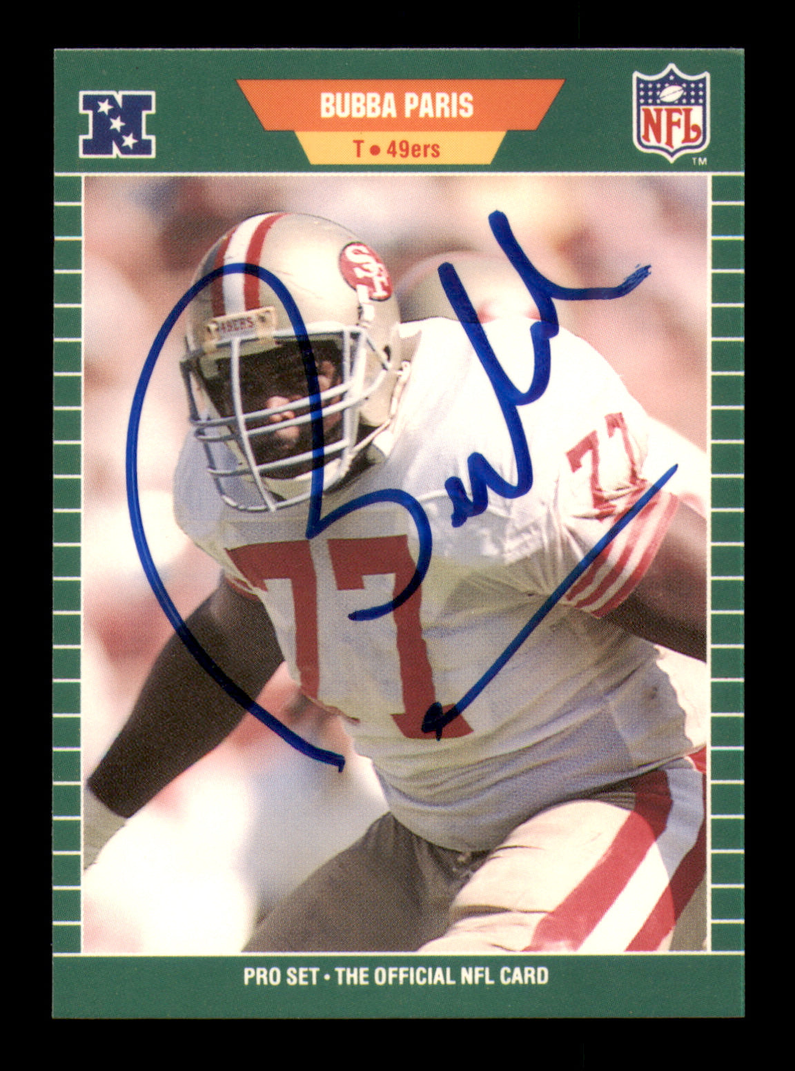 Bubba Paris Autographed 1989 Pro Set Rookie Card #387 San Francisco 49ers SKU #241729