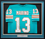 Miami Dolphins Dan Marino Autographed Framed Teal Jersey Beckett BAS Stock #230180