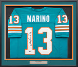 Miami Dolphins Dan Marino Autographed Framed Teal Jersey Beckett BAS QR Stock #265447