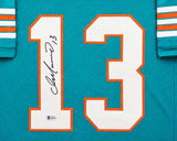 Miami Dolphins Dan Marino Autographed Framed Teal Jersey Beckett BAS QR Stock #265447